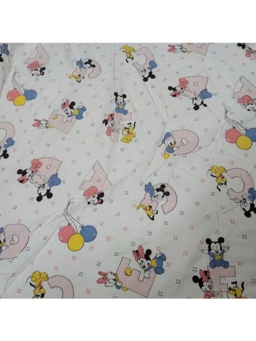 Disney vintage crib sheet 1984 ABC alphabet minni mickey Pluto Donald crib sheet